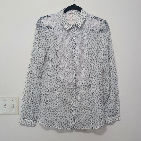 Free People Detailed Sheer Button Down Shirt - Picture 2 of 10